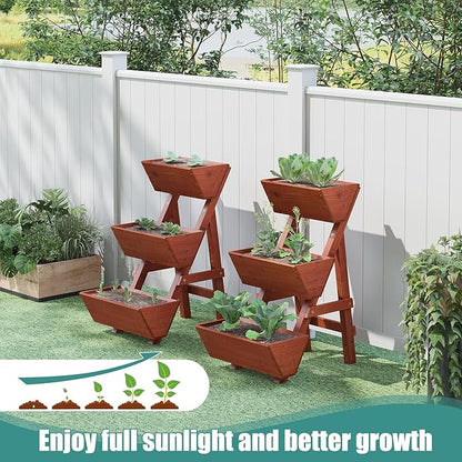 Raised Garden Bed, 3 Tier Small Vertical Garden Planter for Indoor & Outdoor, Raised Planter Box with Legs, Garden Planter Box for Flowers/Vegetables/Plants