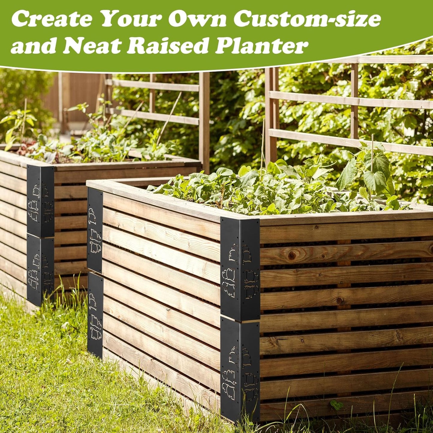 8 Packs Planter Raised Beds Corner Brackets 11 in Metal L Brackets with Screws Black Angle Corner Bracket Connectors for plants 11" x 3" x 3" for Wood Flower Box Angle Brace Black Butterfly