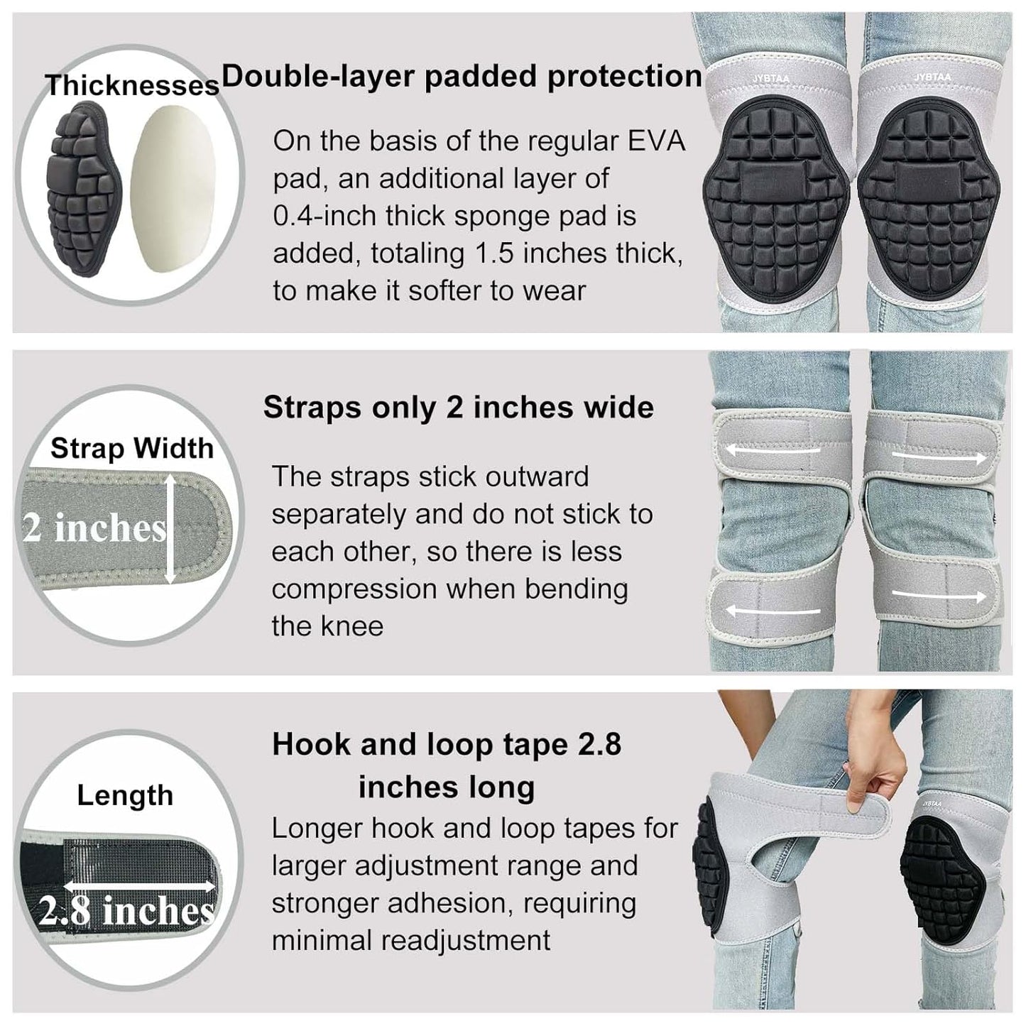 Gardening Knee Pads for Men/Women, Comfortable Keenpads for Weeding Landscaping Painting House Cleaning Scrubbing Floors, Adjustable Lightweight Soft Knee Pad for Outdoor/Indoors Work, Gray XL (1 Pair)