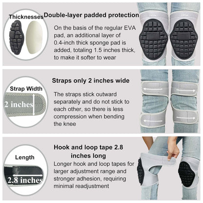 Gardening Knee Pads for Men/Women, Comfortable Keenpads for Weeding Landscaping Painting House Cleaning Scrubbing Floors, Adjustable Lightweight Soft Knee Pad for Outdoor/Indoors Work, Gray XL (1 Pair)