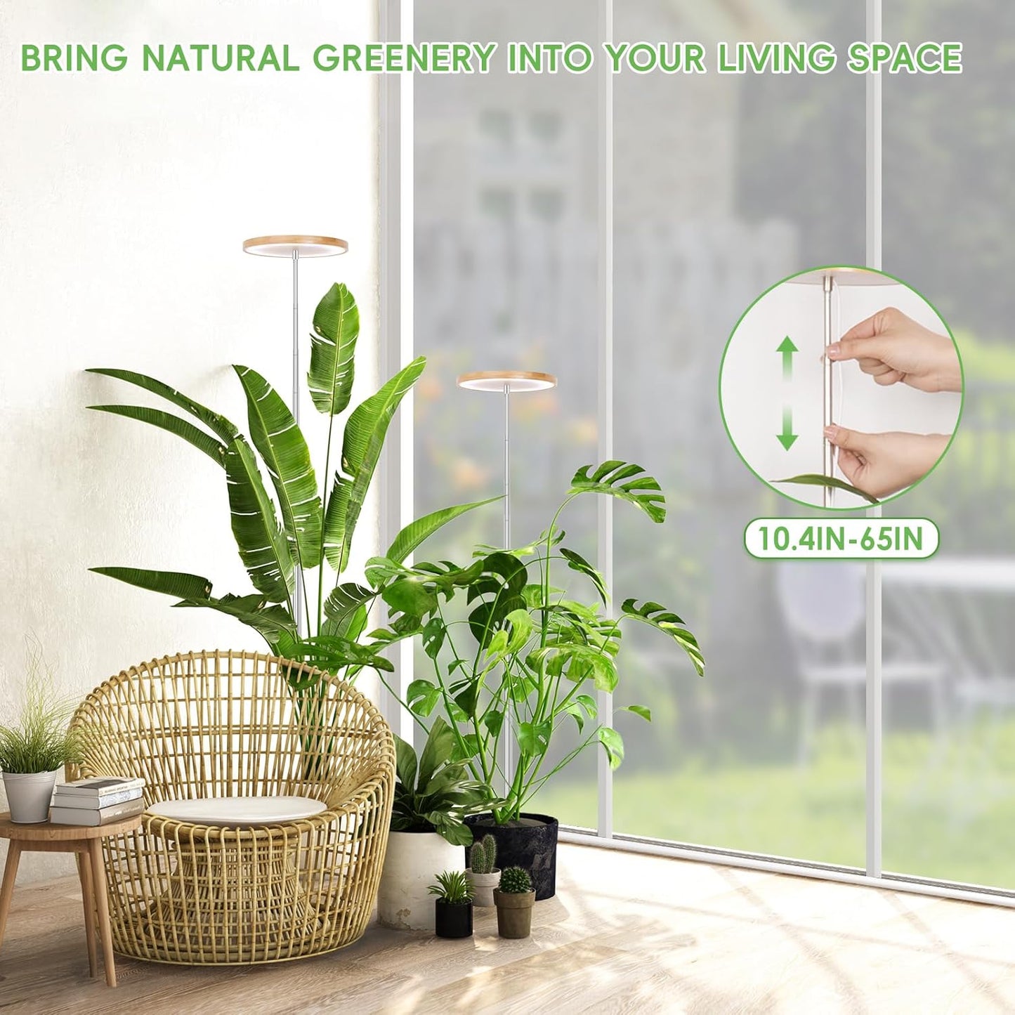 LBW Plant Grow Light Bamboo Plants Grow Lights for Indoor Full Spectrum LED Plant Grow Light, 4/8/12H Recurring Timer