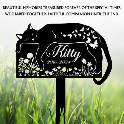 Personalized Cat Grave Marker – Custom Outdoor Pet Memorial Stone with Name and Years, Cat Headstones for Backyard or Pet Cemetery, Pets Grave Markers