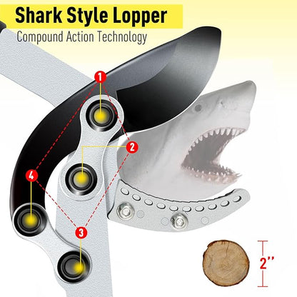 JARDINEER 3PCS Extendable Anvil Loppers for Tree Trimming Heavy Duty, 28-38.5" Branch Cutter with 2 Inch Cutting Capacity, Include Garden Tree Loppers, Pruning Shear and SK5 Spare Blade