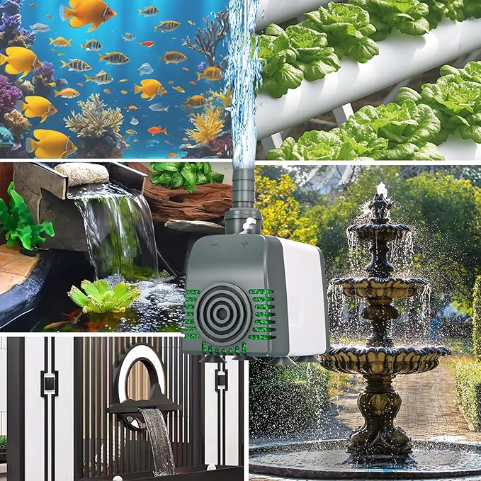 Pond Pumps 880GPH Submersible Water Pump with 10ft long cord for Fountains, Hydroponics, Ponds, Aquariums & More