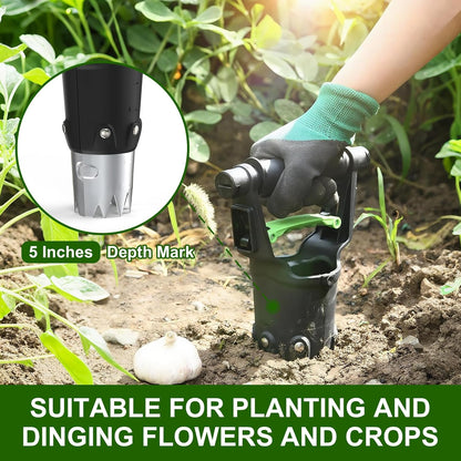 Gardtech Sturdy Bulb Planter, 5 inches Depth Hand Bulb Planting Tool, Heavt Duty Stainless Steel Garden Soil Release Tool & Transplanter for Plants Seeds and Digging Tulips