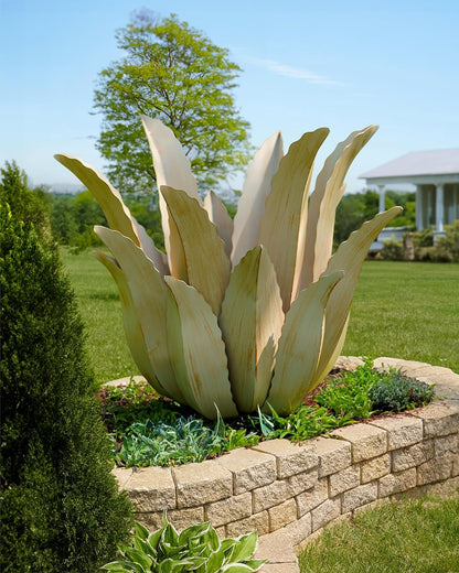 Metal Agave Plant Outdoor Decor - 25.5" H Large Hand Painted Desert Themed Garden Sculpture, Weather Resistant Rustic Yard Art for Lawn Patio, Unique Ornament Gift for Home & Garden