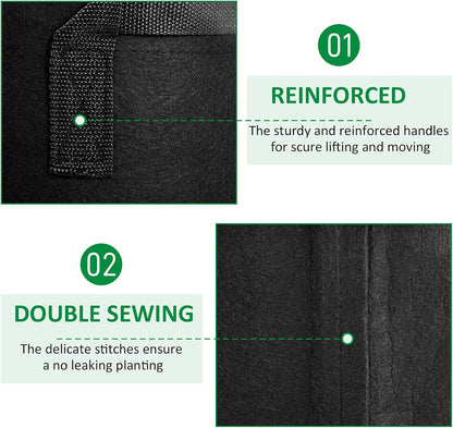 12-Pack 1 Gallon Thickened Non-Woven Grow Bags, Aeration Fabric Pots with Handles