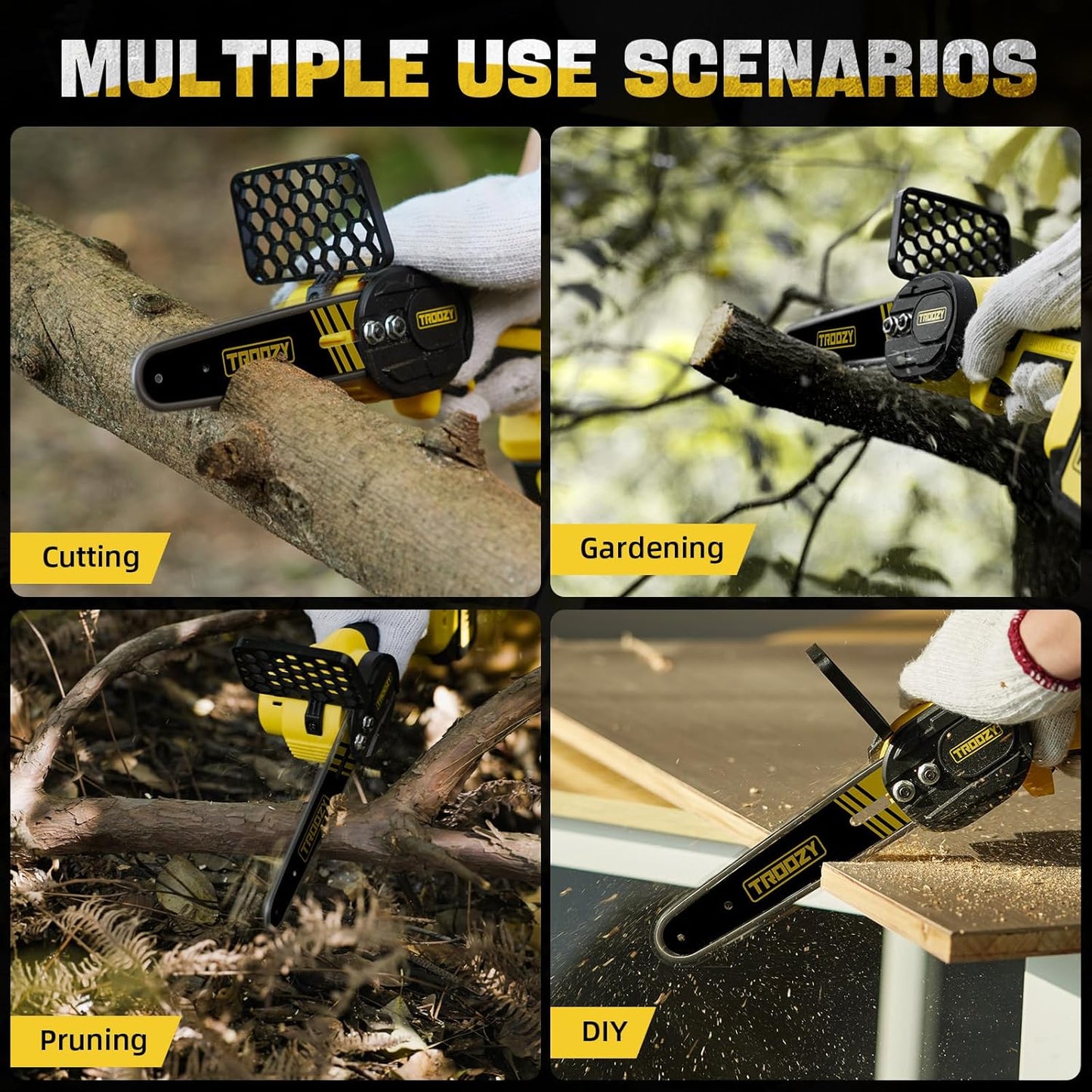 Mini Chainsaw Cordless, Brushless Electric Handheld Chain Saw with 3.0Ah Battery Lasts 100Mins