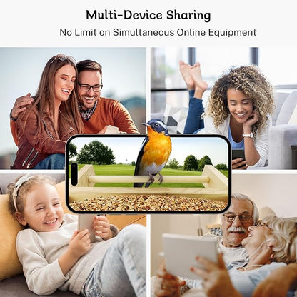 TT Nature Bird Feeder with Camera, Upgraded 1.5L Smart Bird Feeder with AI Identify for 10000+ Bird Species, Auto Capture Bird & Real-time Notifications, Ideal Gift for Bird Lover (Wooden Roof)