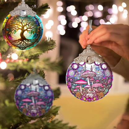 Mushroom Stained Glass Suncatcher, Jocidea Mushroom Ornament, Mushroom Christmas Ornament, Holidays Ornaments, Christmas Tree Ornament, Mushroom Decor, Gifts for Mushroom Lovers