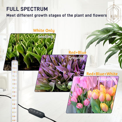 T8 LED Standing Grow Light for Indoor Plants with Timer, 42W Full Spectrum Plant Light with 243 LEDs, 4FT Height, Tripod Stand, Wide Coverage Floor Grow Lamp