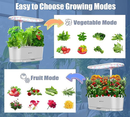 Hydroponics Growing System Kit APP Controlled, Indoor Herb Garden Hydroponic 15 Pods 36W Grow Light, Smart Indoor Garden, Height Adjustable to 30", Water Shortage Alarm, Quiet Pump, Auto Timer, White