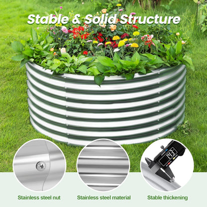 Land Guard 4×4×2ft Galvanized Raised Garden Bed Kit 2Pcs, Planter Raised Garden Beds Outdoor, Round Clearance Raised Garden Beds for Gardening Vegetables (Silver)