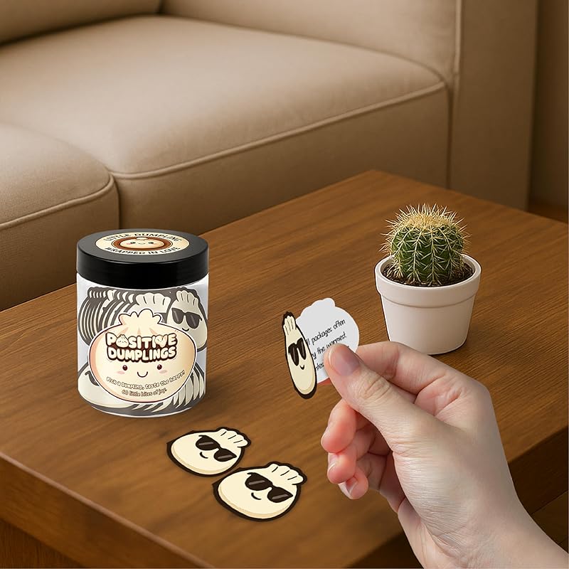 Positive Dumpling Jar with 60 Daily Affirmation Cards, Emotional Support Dumplings, Dumpling Gifts, Dumpling Gifts For Women