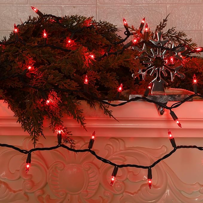 3 Pack Red Christmas String Lights, 100 Count Each, Incandescent Mini Christmas Lights, Connectable Xmas Tree Light for Indoor Outdoor Garland Birthday Holiday Wedding Festival Party