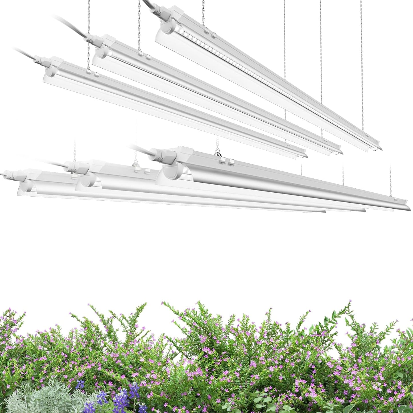 3FT Grow Lights for Indoor Plants,T8 Full Spectrum Plant Light, 210W(6 x 35W), LED Grow Light Strips Whit Timer, Aluminum Reflector, Linkable, Plant Growing Lamp Fixture for Greenhouse Indoor 6 Packs