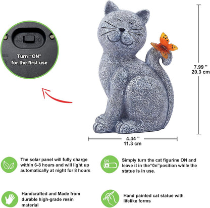 Nacome Cat Outdoor Statues for Garden: Outside Decor with Butterfly Clearance for Yard Art Lawn Ornaments Porch Patio Balcony Home House - Birthday Gifts for Grandma Mom Women