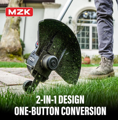 MZK 20V 12'' Cordless String Trimmer, Grass Trimmer&Edger with 8 Replacement Spools, Battery Powered Weed Trimmer with Auto Line Feed for Lawn,Garden(2 * 2AH Battery and Charger Included)