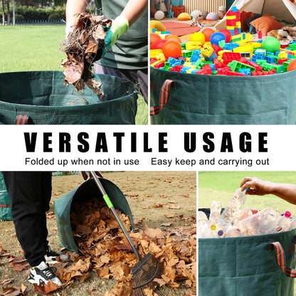 Joyhalo Reusable Yard Waste Bags Set, 3 Pack 72 Gallon Lawn And Leaf Bags with 40 Gallon Dustpan-Type Heavy Duty Garden Bag, Standable Garden Waste Container For Leaves