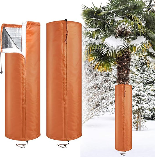 2Pack Palm Tree Root Protectors Winter Protection for Trees Root Self Adhesive Plant Trunk Insulation Cover with Drawstring for Garden Outdoor Cold Weather Plants Trunk Protection, Dia 11.8 "