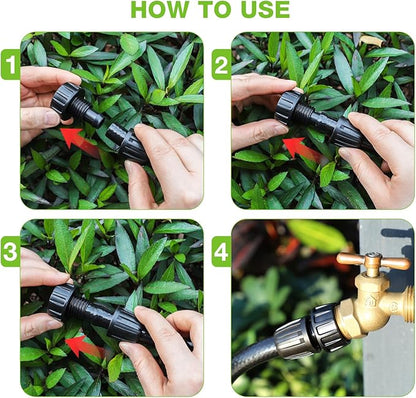 Bonviee 10 Pack 3/4” Female Hose Thread to 1/2” Drip Irrigation Tubing Adapter, Leak-Proof Garden Faucet Connector with Lock Nut & Gasket, No Clamp Needed, for DIY Drip Systems, Hose Bibb, Spigot