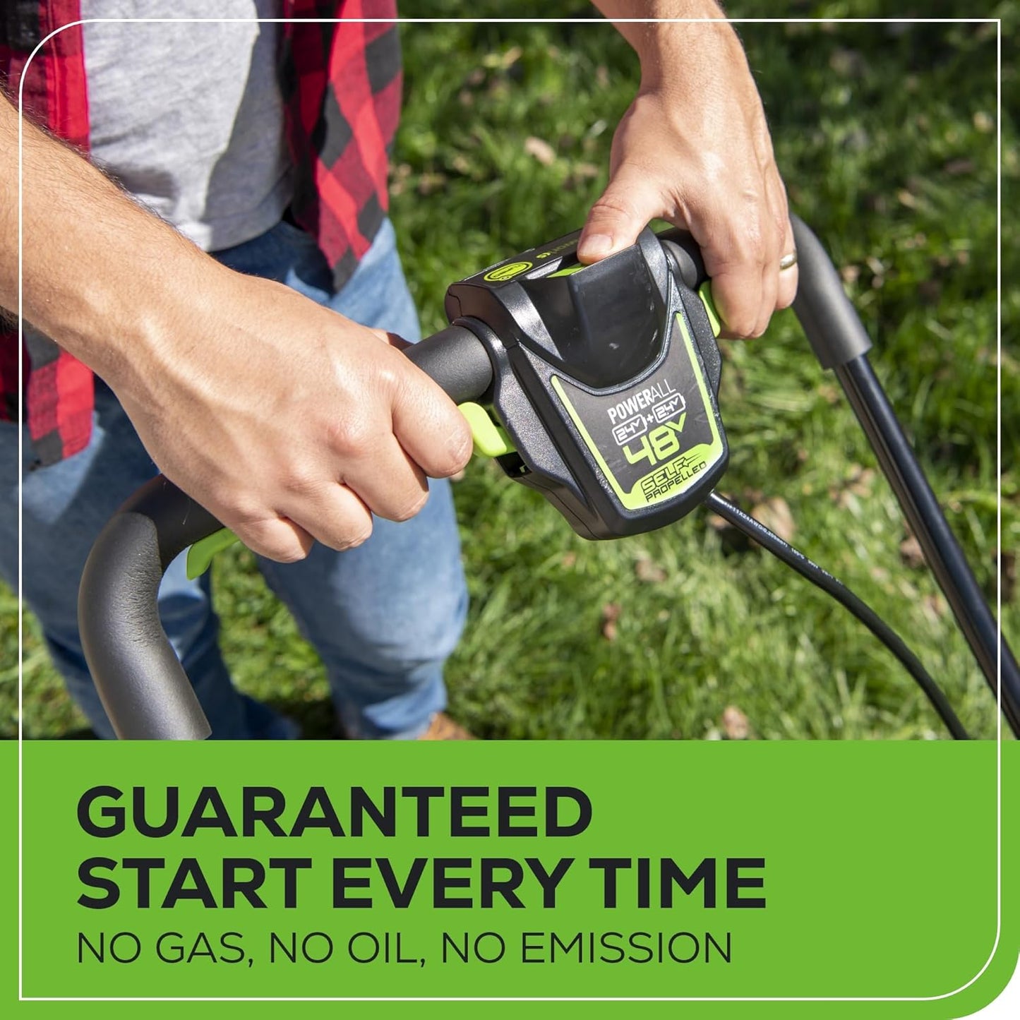 Greenworks 48V (24V x 2) 20" Brushless Cordless (Push) Lawn Mower (LED Headlight), (2) 4.0Ah Batteries and Dual Port Rapid Charger Included (150+ Compatible Tools)