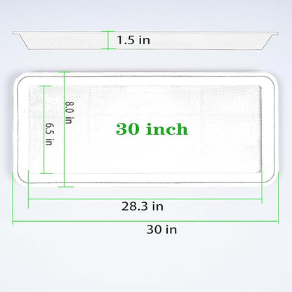 2 Pack Plastic Plant Saucer - Rectangular 30 inch, Indoors/Outdoors, Drip Tray for Flower Pot, Windowsill (8 X 30'', Cream White)