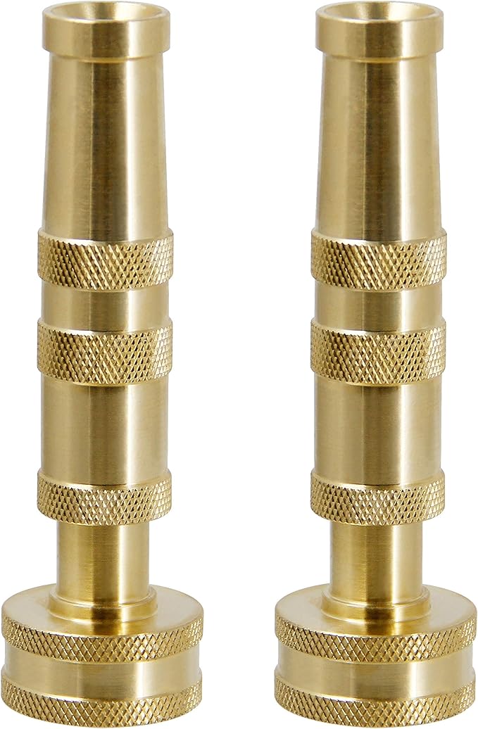 ATDAWN Brass Hose Nozzle, Heavy-Duty Brass Adjustable Twist Hose Nozzle, 2 Pack (4")