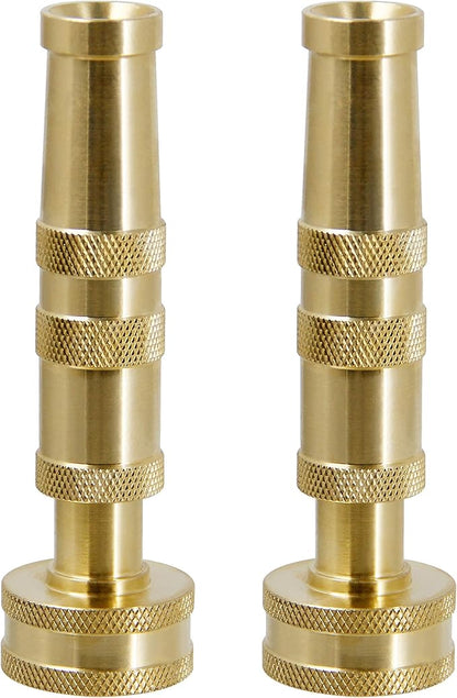ATDAWN Brass Hose Nozzle, Heavy-Duty Brass Adjustable Twist Hose Nozzle, 2 Pack (4")