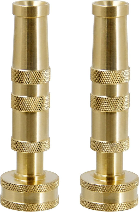 ATDAWN Brass Hose Nozzle, Heavy-Duty Brass Adjustable Twist Hose Nozzle, 2 Pack (4")