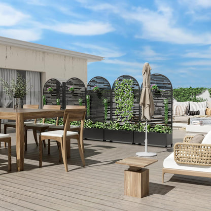 Casaphoria Metal Raised Garden Bed with Trellis and Wheels, 72"x35"x16" Arched Planter Box for Climbing Plants, Vegetables & Vines, Features Drainage Holes and Privacy Screen (Black-Shine)