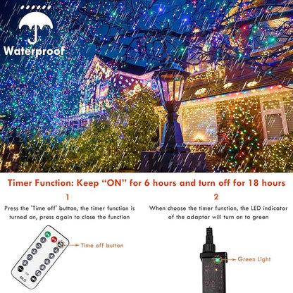 82FT 200 LED Color Changing Christmas String Lights with Remote & Timer & Memory Function, 8 Lighting Modes Waterproof Fairy String Lights for Xmas Tree Holiday Party Garden (Warm White & Multicolor)