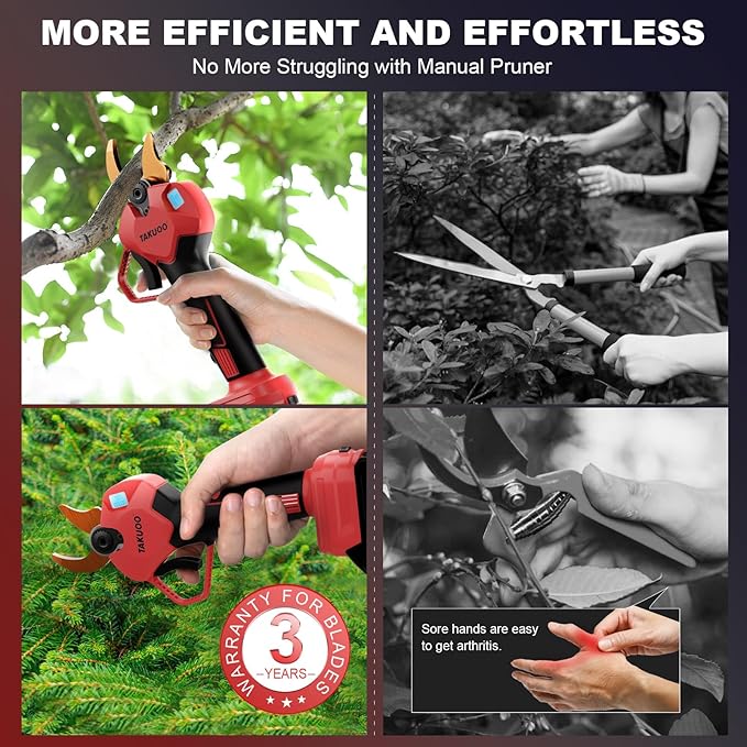 Cordless Electric Pruning Shears, 1.6" Cutting Diameter Power Pruner, Brushless Branch Cutter with LCD Display, Dual 2.0Ah 21V Battery Powered Trimming Scissors for Gardening Tree Pruning