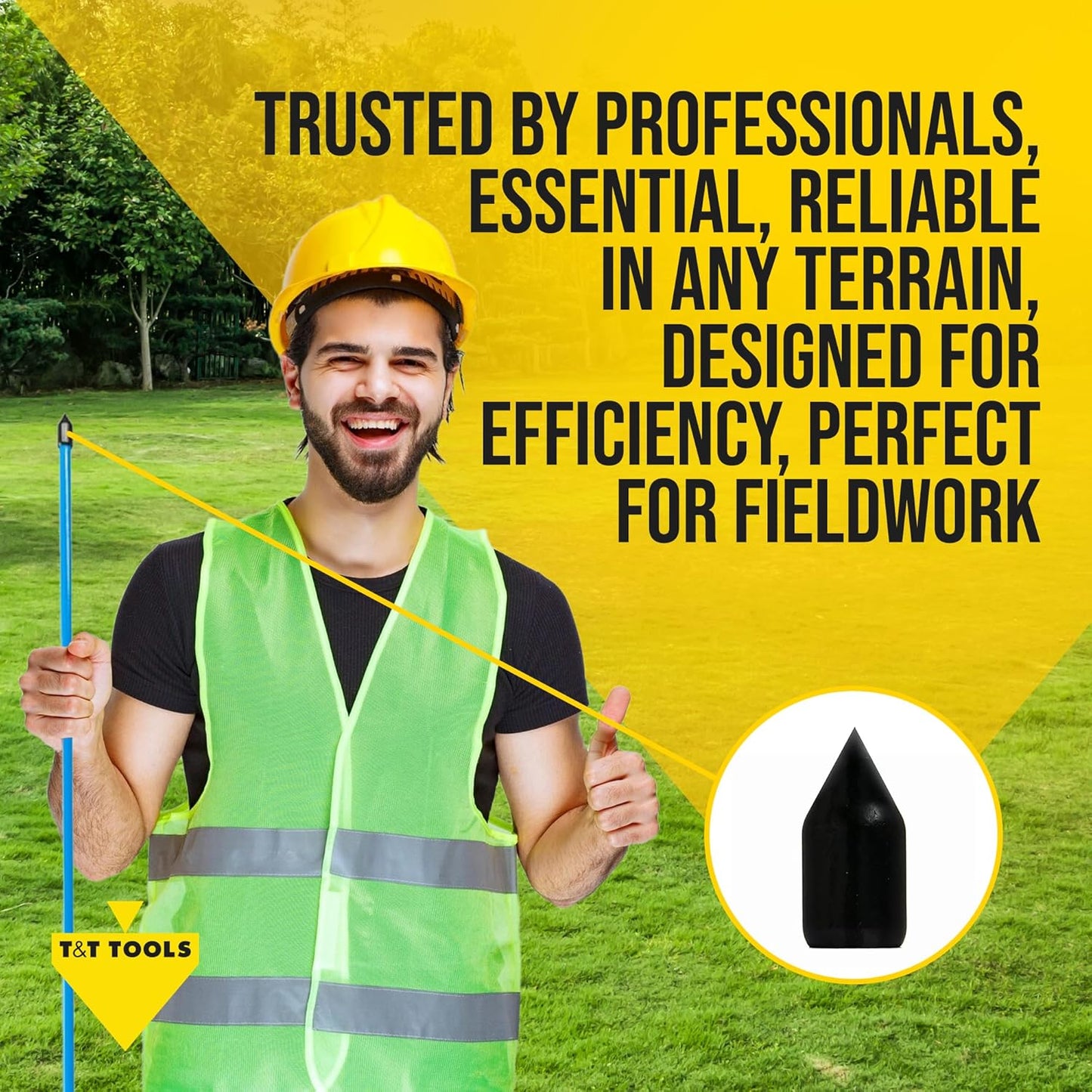 T&T Tools Standard Replacement Tips for 3/8" Soil Probe Rods - Compatible with Smart Stick & Mighty Probe - Ideal for Locating, Plumbing, Landscaping & Gardening Tools - Durable Metal Rod Tips, 3-Pack