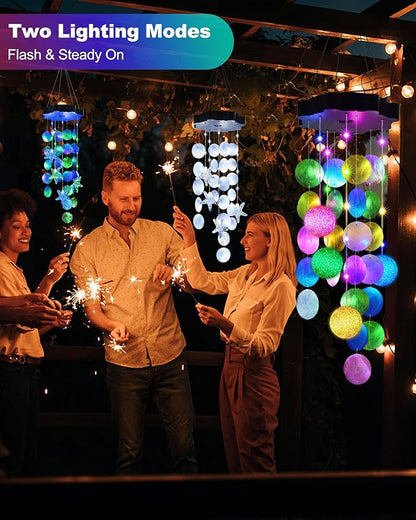 Toodour Solar Wind Chimes for Outside, Hanging Easter Pastel Lights with 2 Modes, Shells Light Gifts for Mom Grandma Wife, LED Outside Decorative Mobile Lights for Garden Yard Patio Easter Decorations