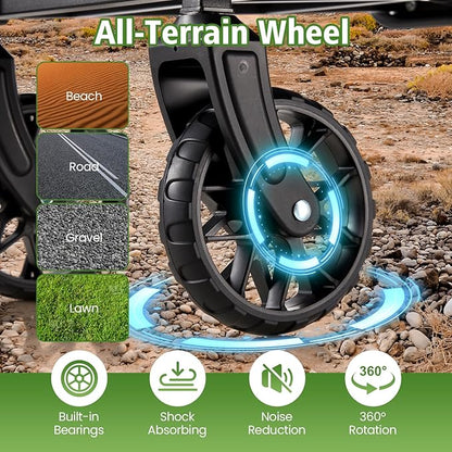 Collapsible Heavy-Duty Wagon Cart with PVC Wheels, Portable Folding Outdoor Utility Wagon for Sports, Garden, Grocery Shopping,Camping, Transportation,Hauling (120L)