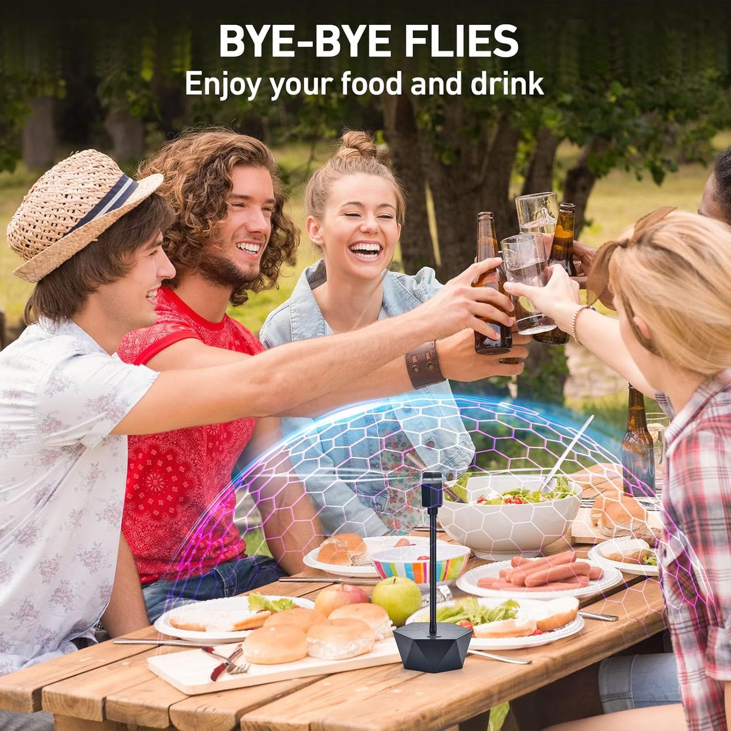 GUIDOT Fly Bug Fans for Food Tables, Fly Control Spinner Table Top Keep Flies Away from Patio Picnic Party Restaurant Kitchen Camping and BBQ