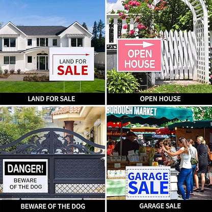 WENWELL 10 Large Blank Yard Signs with Stakes 18 x 24",Corrugated Plastic Lawn Sign kit for Estate Garage Sale,Party,Birthday,Wedding,Campaign,Parking,Make you own Outdoor Sign