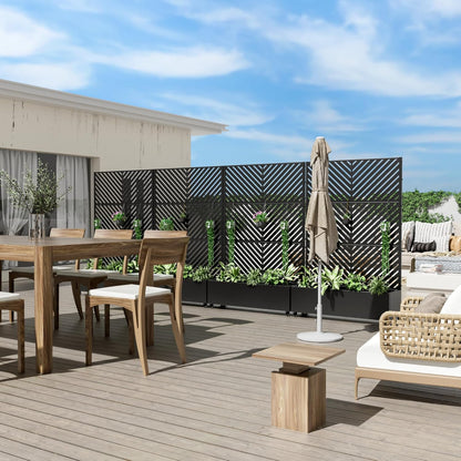 Casaphoria Metal Raised Garden Bed with Trellis and Wheels, 72"x47"x16" Planter Box for Climbing Plants, Vegetables & Vines, Features Drainage Holes and Privacy Screen (Black-Parallel)