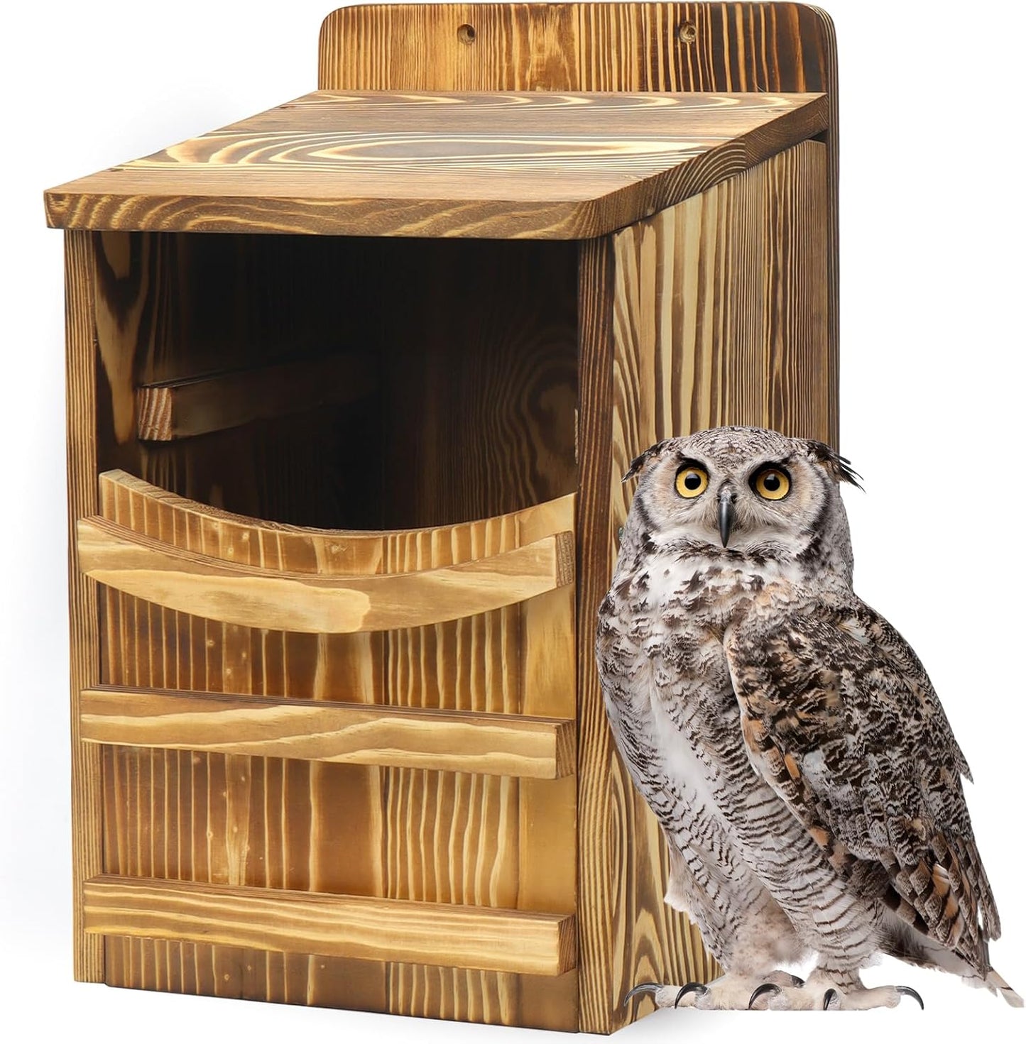 Premium Cedar Owl House Outdoor - Handcrafted Large owl Nesting Box, Birdhouse kit, Perfect for barn Owls, Screeching Owls and Backyard Birds (14.5 "x 9" x 8.6 ")
