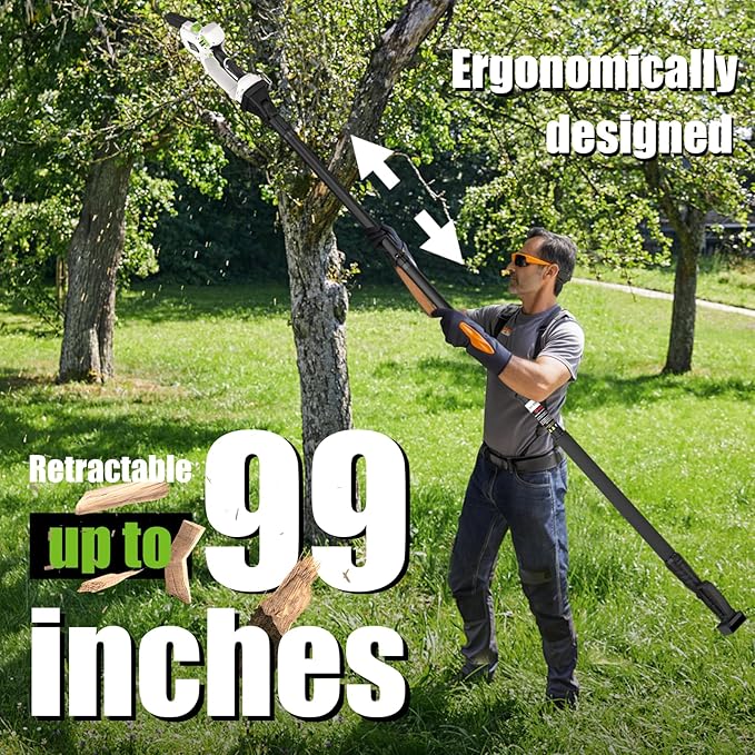 Gardtech 20V MAX* Brushless Cordless Pole Saw + 6 Inch Mini Chainsaw Cordless, 99-inch Max Reach & Multi-Angle for Tree Branches Pruning, Wood Cutting(2.0Ah Battery and Charger Included)