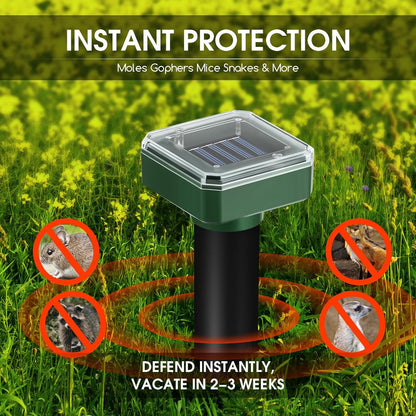 Mole Repellent Solar Powered, 8 Pack Gopher Repellent Ultrasonic Mole Stakes Spike Deterrent for Yard, Solar Rodent Repeller Outdoor,Get Rid of Vole Groundhog Chipmunk Snake Rodent Lawns Gardens Farms