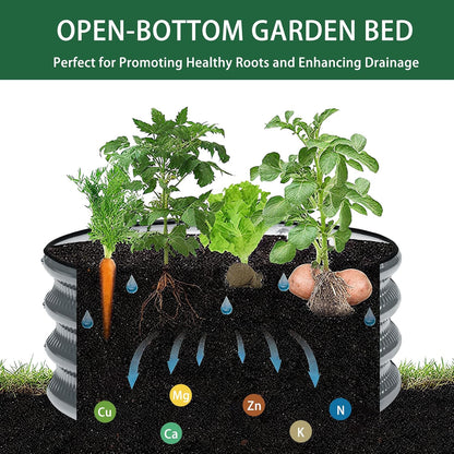 2 Pcs 2x2X1 FT Round Galvanized Raised Garden Bed Kit, Light Green Outdoor Planter Garden Bed, Metal Raised Box for Vegetables, Fruits, Flowers & Herbs