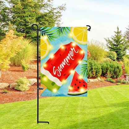 2 Pack Garden Flag Stand Holder Pole,Premium Powder-Coated Weather-Proof Metal Paint Yard Flag Stand with Tiger Clip and Spring Stoppers,House Flag Pole Holder for Outdoor Garden Lawn