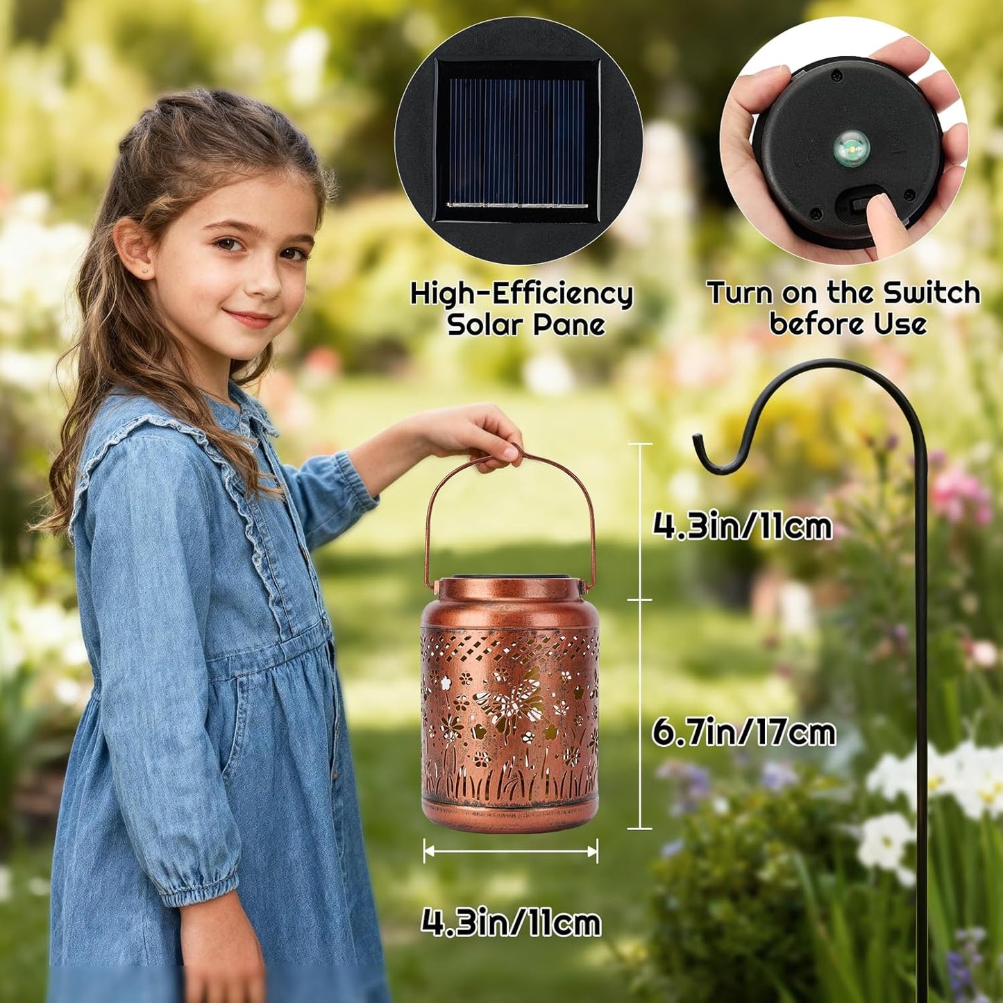 Butterfly Solar Lanterns Outdoor Waterproof - Metal Garden Decor Hanging Solar Lights Butterfly Decorations for Patio Yard Lawn Porch Pathway, Birthday Gifts for Women Mom Grandma