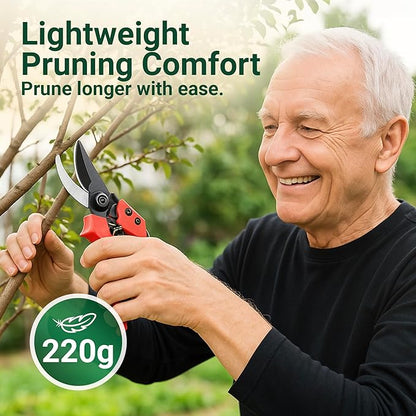 Gardeness Non-stick Coated Blade Bypass Pruning Shears-Garden Clippers For Gardening, Handheld Florist branch cutters - Floral Hand Secateurs with Comfort Grip Handles, Trimming and Yard Work