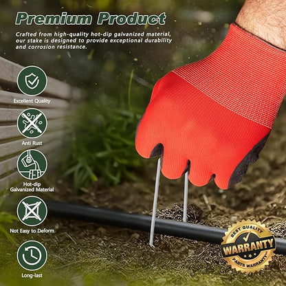 FEED GARDEN 10 Inch 50 Pack Galvanized Landscape Staples 11 Gauge Anti-Rust Garden Stakes Landscaping Fabric SOD Pins Yard Stakes for Weed Barrier Fabric