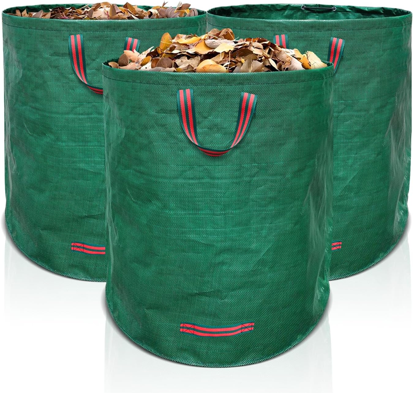Gardenpal 3 Pack 132 Gallon Reusable Yard Waste Bag, Heavy Duty, Upright Lawn Bags with 4 Reinforced Handles (132 Gallon/3 Pack)