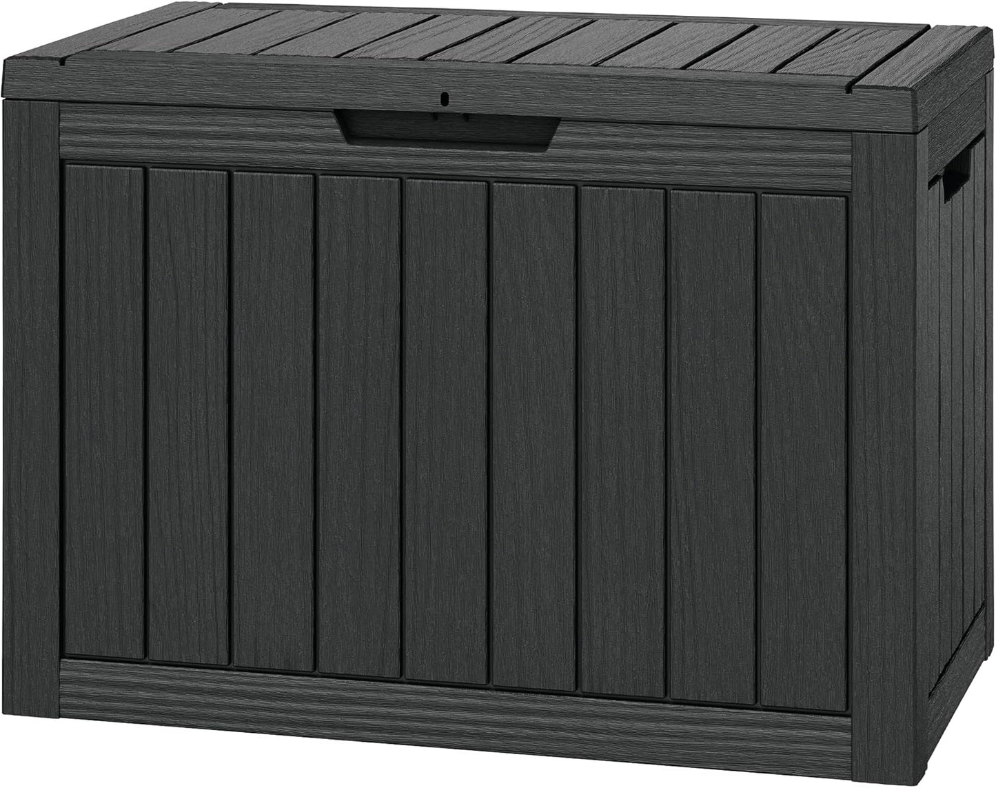 Outdoor Storage Box, Resin Deck Boxes Indoor and outdoor, Waterproof Storage Box Lockable Lid (Black, 45 Gallon)