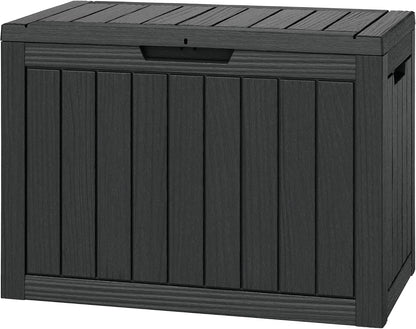 Outdoor Storage Box, Resin Deck Boxes Indoor and outdoor, Waterproof Storage Box Lockable Lid (Black, 45 Gallon)